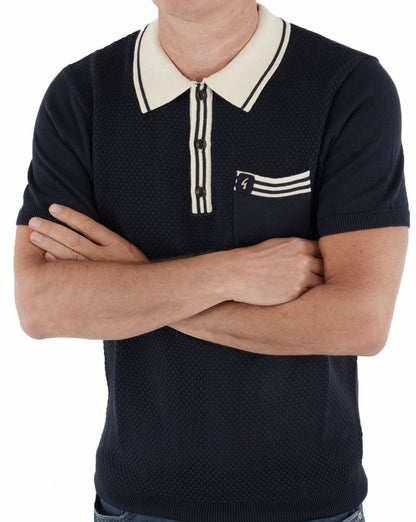 Gabicci Vintage Amalfi Knit Polo Navy