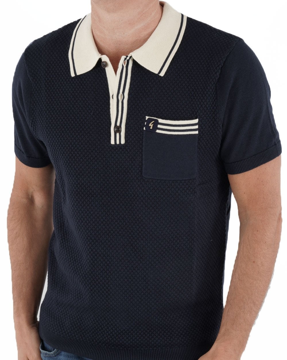 Gabicci Vintage Amalfi Knit Polo Navy