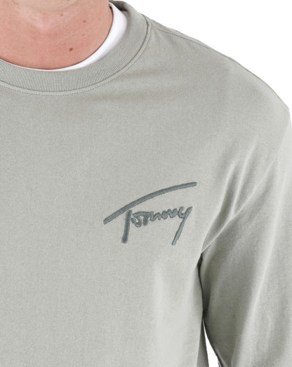 Tommy Jeans Signature Logo LS T-shirt Faded Green