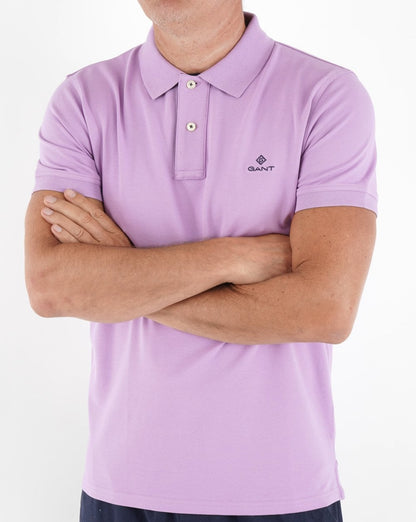 Gant Contrast Collar Polo Shirt Orchid Lilac