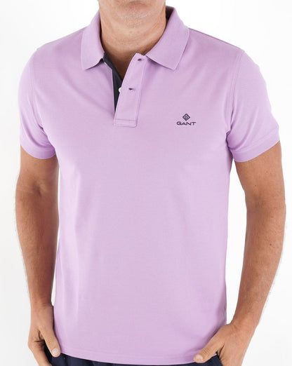 Gant Contrast Collar Polo Shirt Orchid Lilac