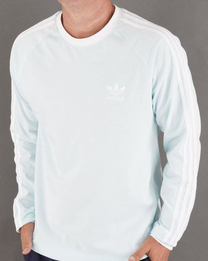 Adidas Originals 3 Stripes LS T Shirt Ice Blue