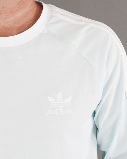 Adidas Originals 3 Stripes LS T Shirt Ice Blue