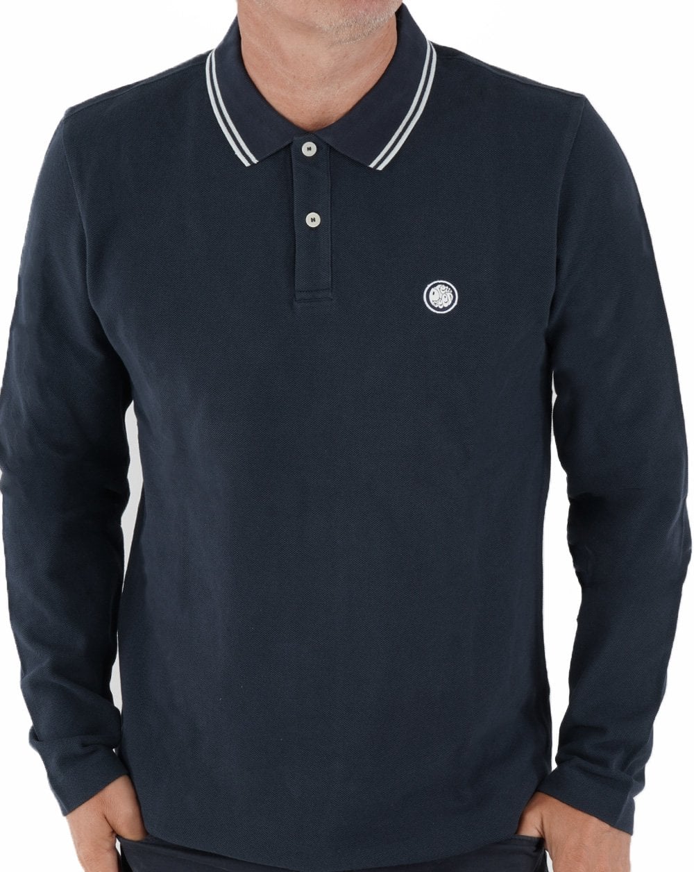 Pretty Green Barton Long Sleeve Polo Navy