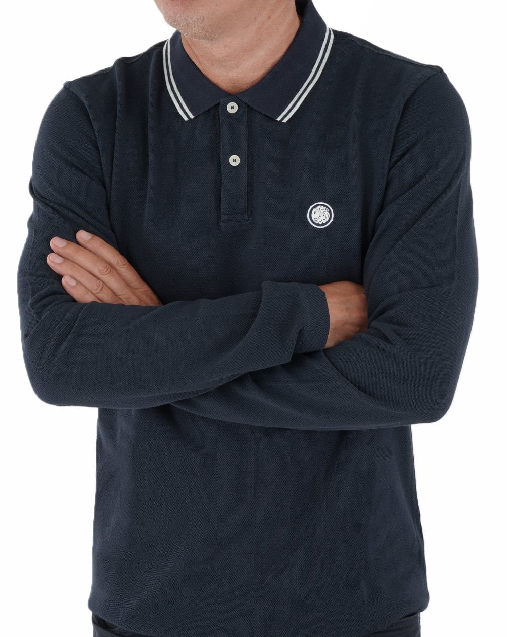 Pretty Green Barton Long Sleeve Polo Navy