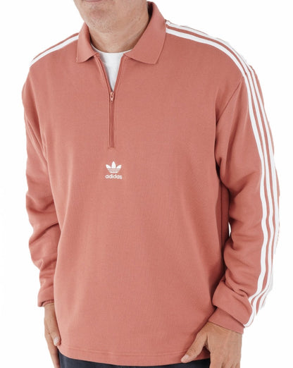 Adidas Originals 3 Stripes Polo Sweatshirt Clay