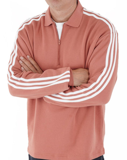 Adidas Originals 3 Stripes Polo Sweatshirt Clay