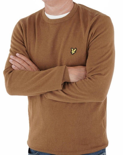 Lyle & Scott Cotton Merino Crew Jumper Gold