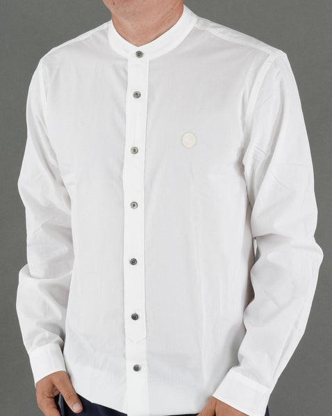Pretty Green Cotton Collarless Shirt White
