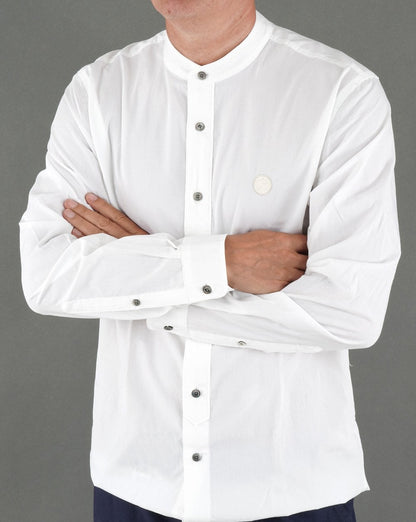 Pretty Green Cotton Collarless Shirt White