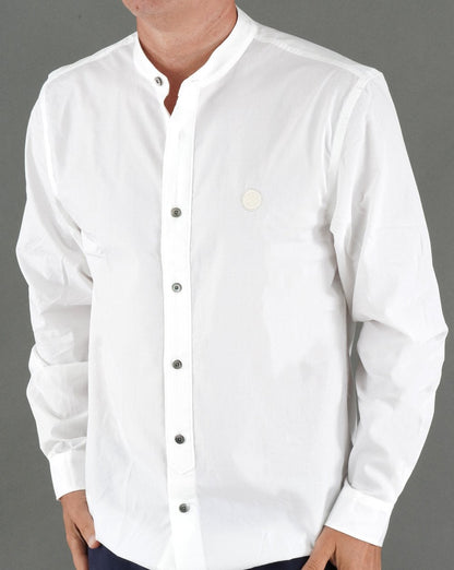 Pretty Green Cotton Collarless Shirt White