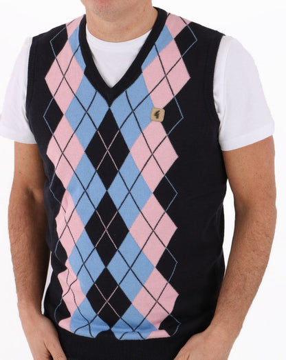 Gabicci Vintage Radcliffe Argyle Tank Top Navy