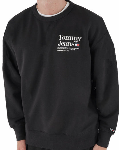 Tommy Hilfiger Text Crew Neck Sweatshirt Black