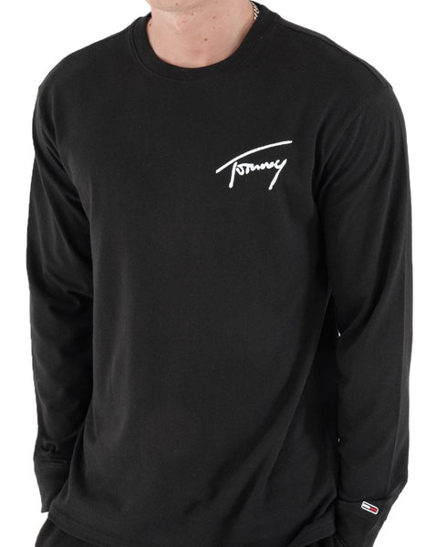 Tommy Jeans Signature Logo LS T-shirt Black