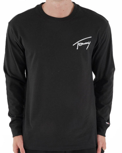 Tommy Jeans Signature Logo LS T-shirt Black