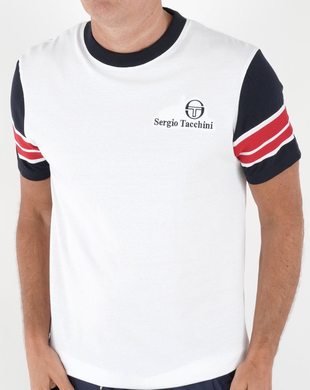 Sergio Tacchini Leo T Shirt White/Navy/Red