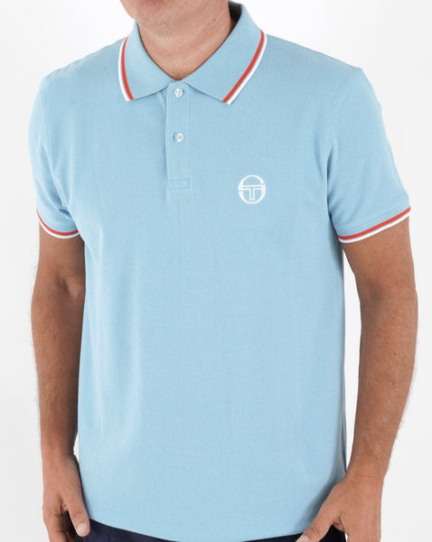 Sergio Tacchini Tipped Polo Shirt Sky Blue/Orange