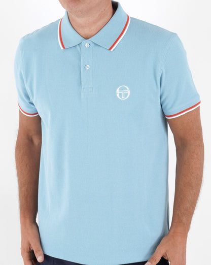 Sergio Tacchini Tipped Polo Shirt Sky Blue/Orange