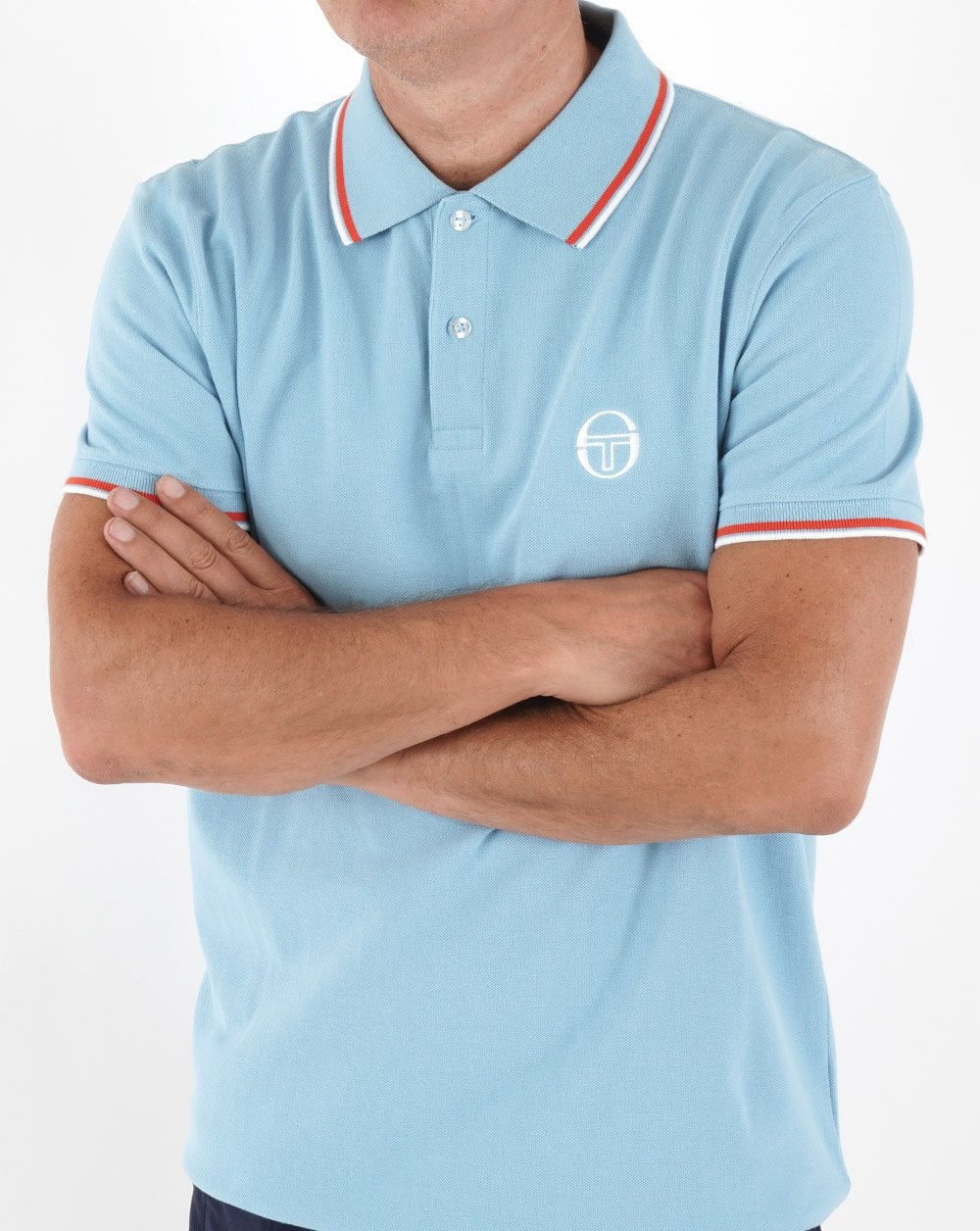 Sergio Tacchini Tipped Polo Shirt Sky Blue/Orange