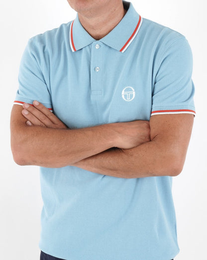 Sergio Tacchini Tipped Polo Shirt Sky Blue/Orange