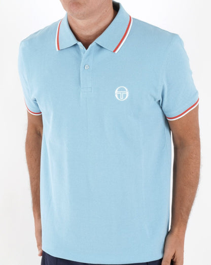 Sergio Tacchini Tipped Polo Shirt Sky Blue/Orange