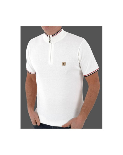 Gabicci Vintage Tipped 1/4 Zip Knit White
