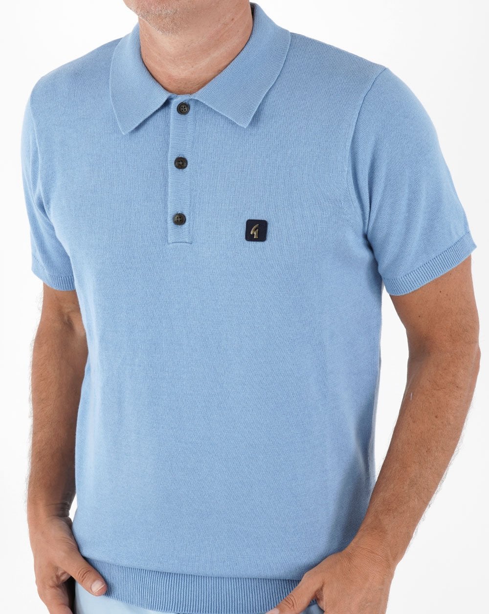 Gabicci Vintage Jackson Knitted Polo Sky