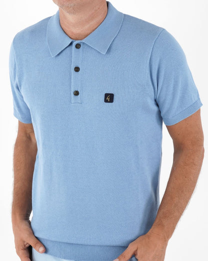 Gabicci Vintage Jackson Knitted Polo Sky