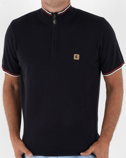 Gabicci Vintage Tipped 1/4 Zip Knit Navy