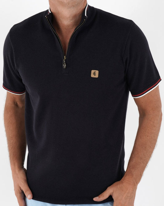 Gabicci Vintage Tipped 1/4 Zip Knit Navy