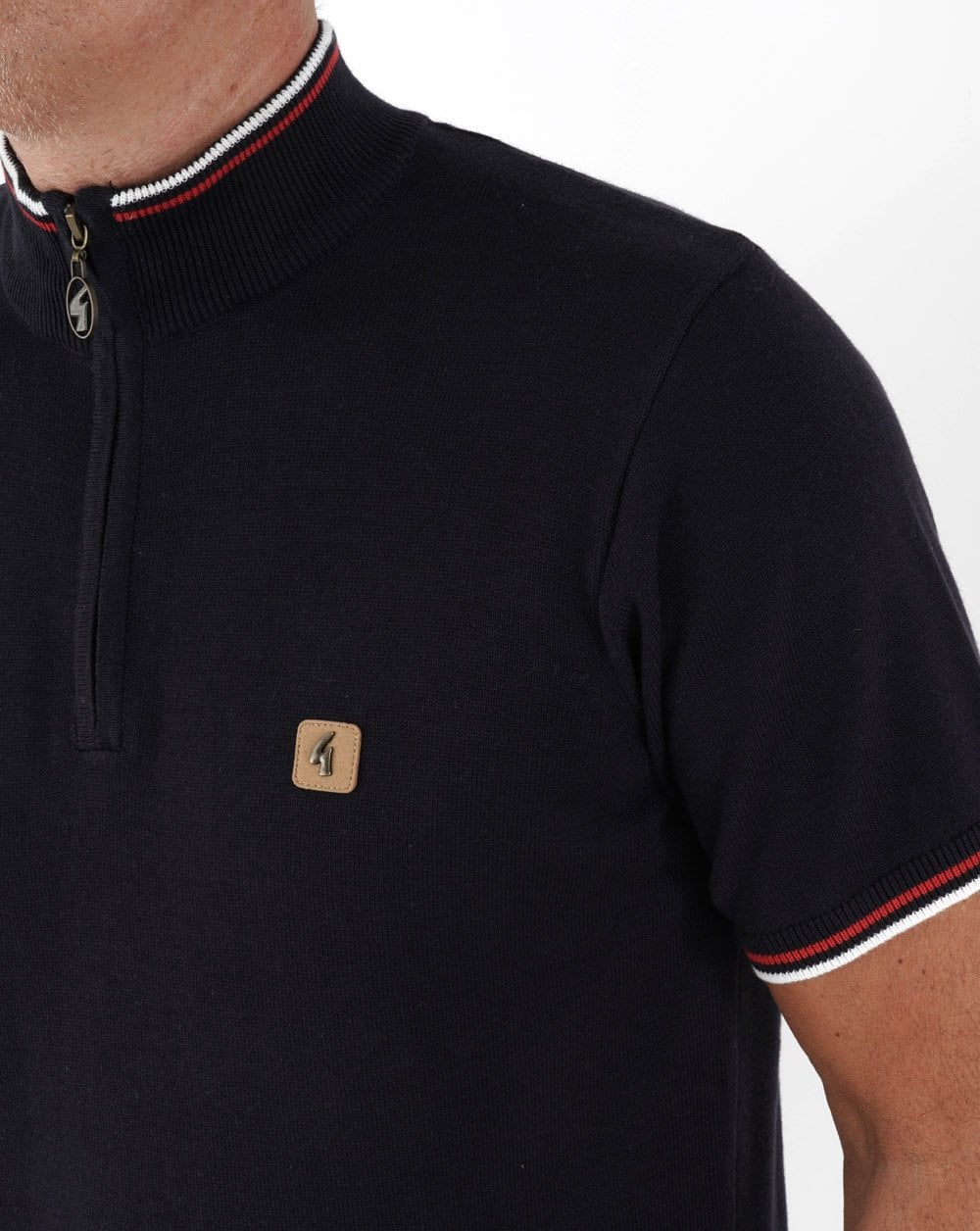 Gabicci Vintage Tipped 1/4 Zip Knit Navy