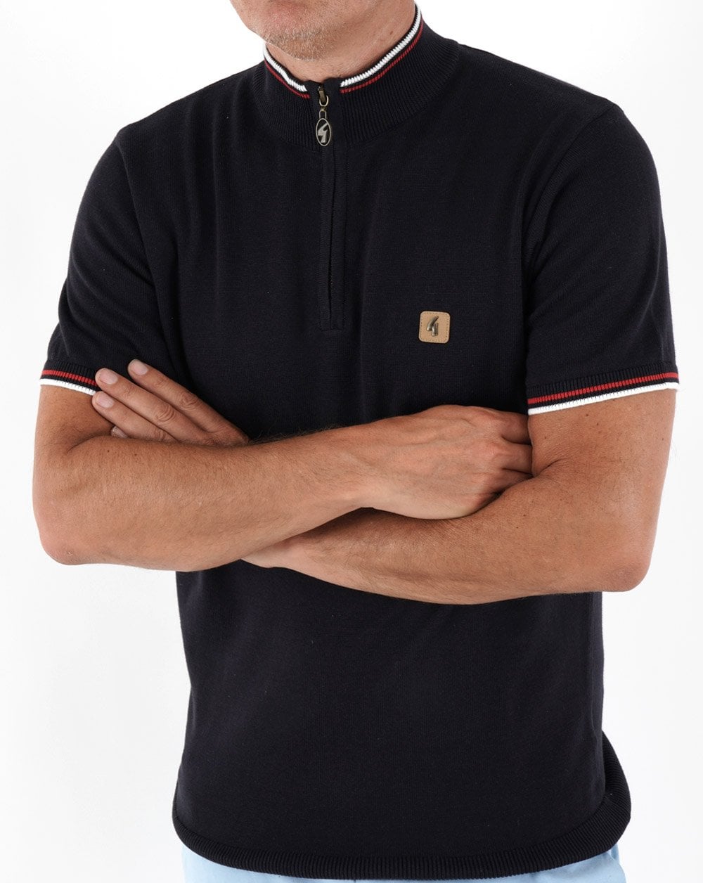 Gabicci Vintage Tipped 1/4 Zip Knit Navy