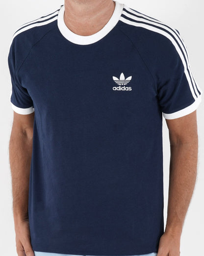 Adidas Originals 3 Stripes T Shirt Navy Blue