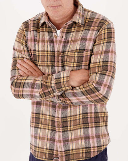 Replay Wool Blend Check Shirt Nut/Ivory/Rose