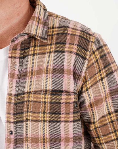 Replay Wool Blend Check Shirt Nut/Ivory/Rose