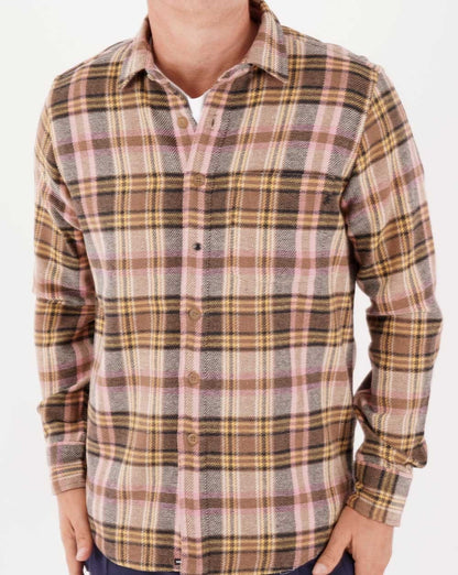 Replay Wool Blend Check Shirt Nut/Ivory/Rose