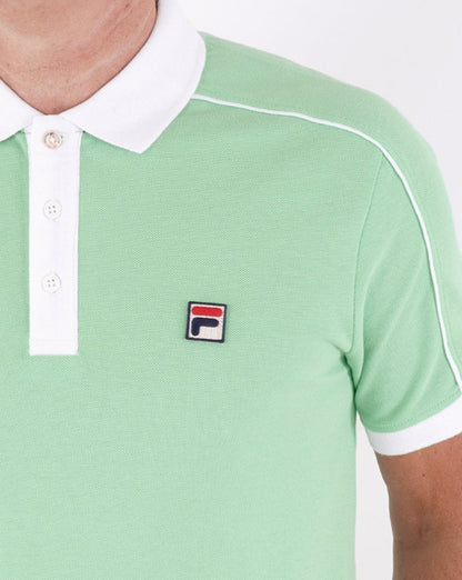 Fila Vintage Retro Piped Polo Shirt Soft Green/White