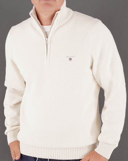 Gant Casual Cotton Half Zip Cream