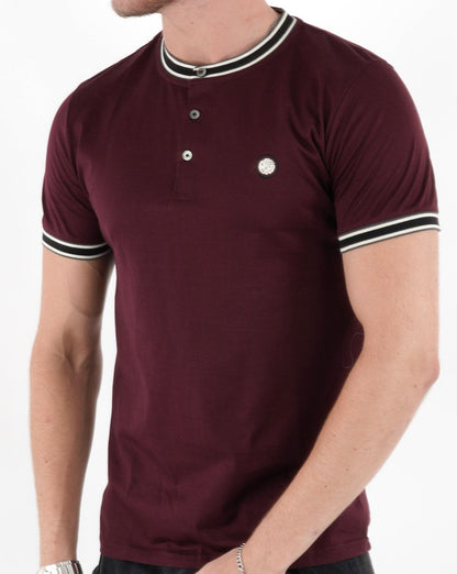 Pretty Green Marriot Henley T-shirt Burgundy