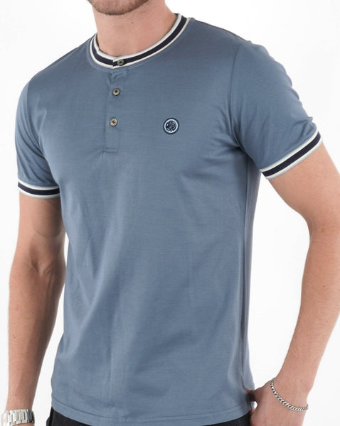 Pretty Green Marriot Henley T-shirt Blue