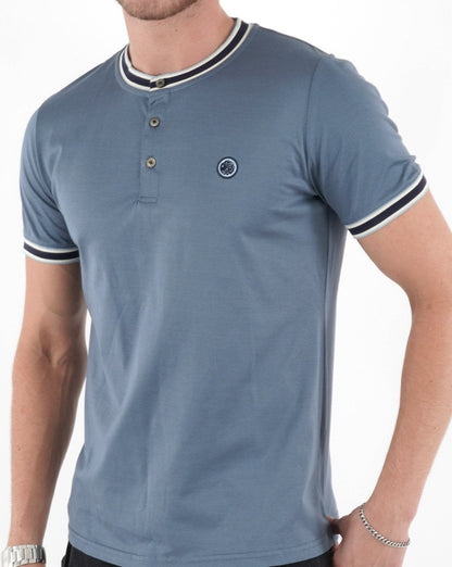 Pretty Green Marriot Henley T-shirt Blue