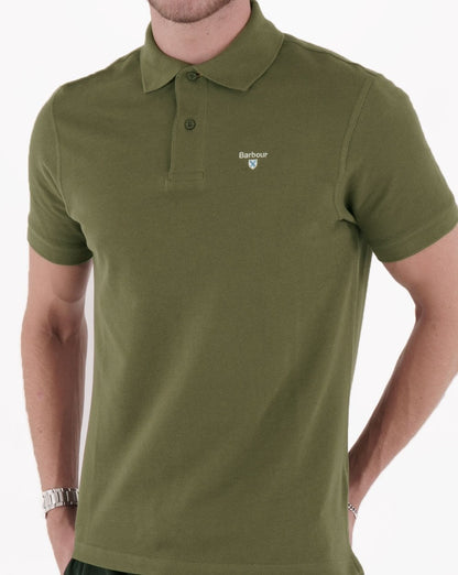 Barbour Tartan Pique Polo Shirt Mid Olive