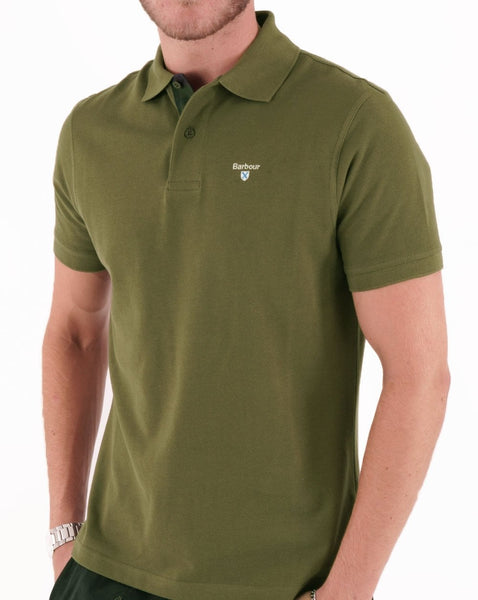 Barbour Tartan Pique Polo Shirt Mid Olive