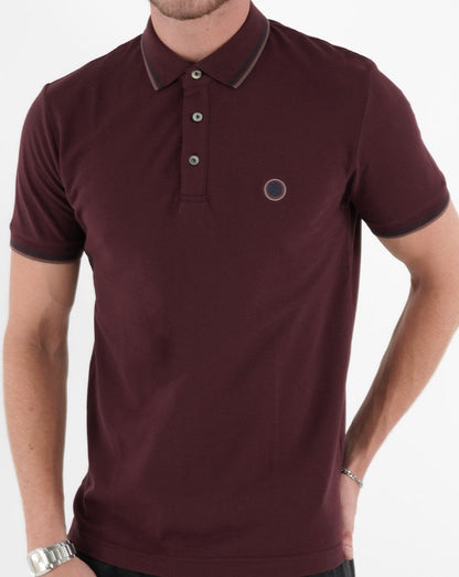 Pretty Green Alloway Paisley Placket Polo Burgundy