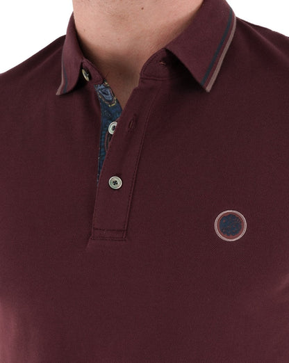 Pretty Green Alloway Paisley Placket Polo Burgundy