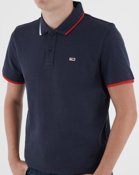Tommy Jeans Tipped Flag Polo Shirt Navy