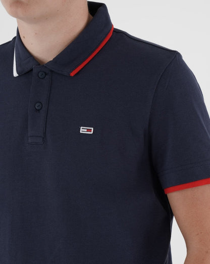 Tommy Jeans Tipped Flag Polo Shirt Navy