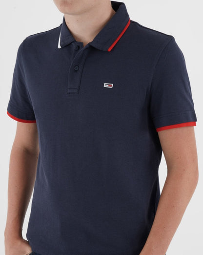 Tommy Jeans Tipped Flag Polo Shirt Navy