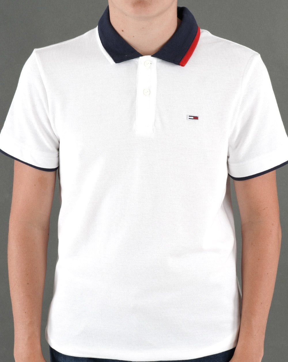 Tommy Jeans Tipped Flag Polo Shirt White