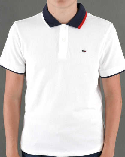 Tommy Jeans Tipped Flag Polo Shirt White